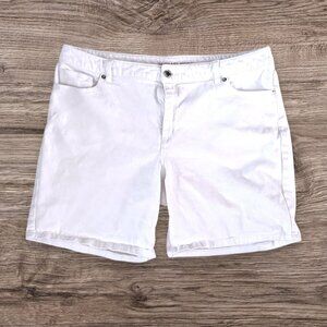 Michael Kors Women’s White Denim Shorts Size 14 Stretch Mid Rise